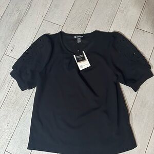 Cable & Gauge Black Puff Sleeve Blouse